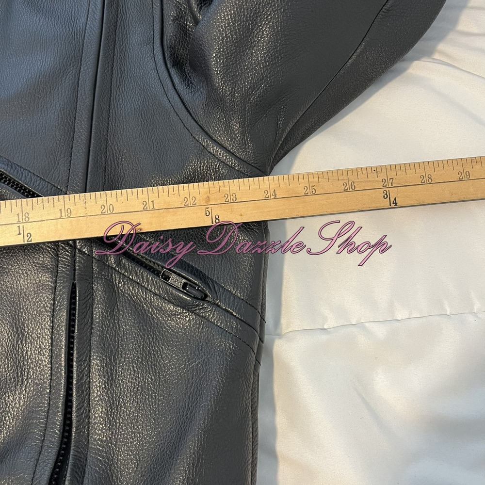 🏍️River Road Men's Leather MC Jacket Sz 46 Black W/ Thinsulate Liner HD Patch - Picture 8 of 16